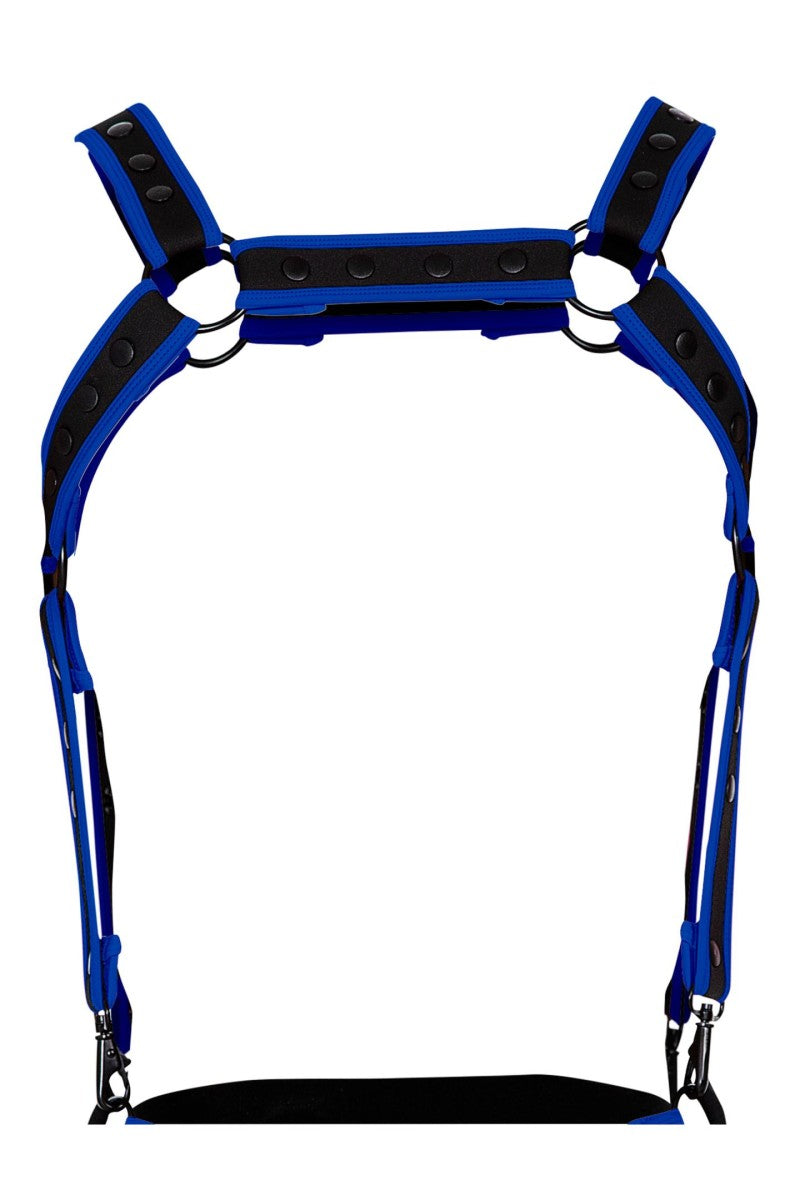 schwarz/neoblauer Brust-Harness 05 - OS-0