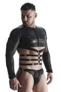 Herren Langarm-Shirt mit Harness TSH019 schwarz - XXL-0
